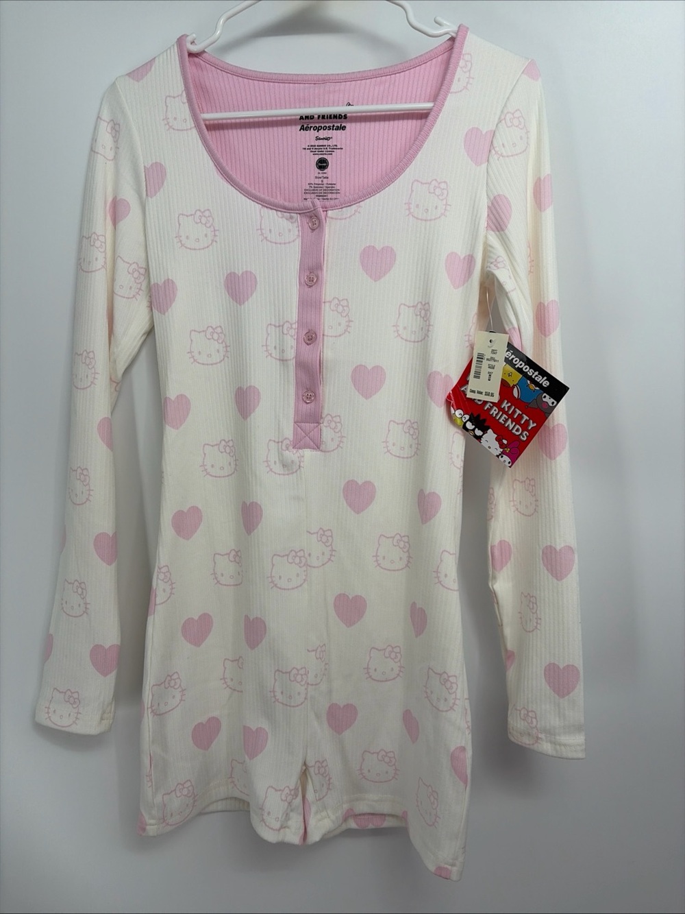 Hello Kitty x Aeropostale Romper Loungewear Pastel Pink Womens Small